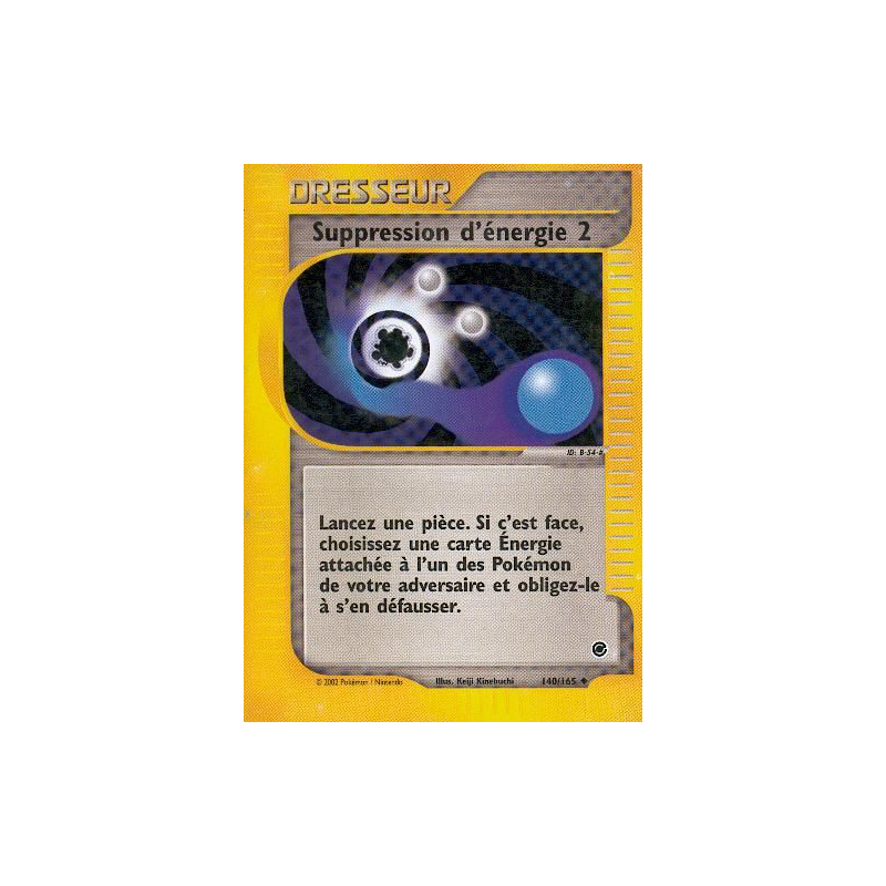 Carte Pokémon Suppression d'énergie 2 140/165 Peu commune Expedition