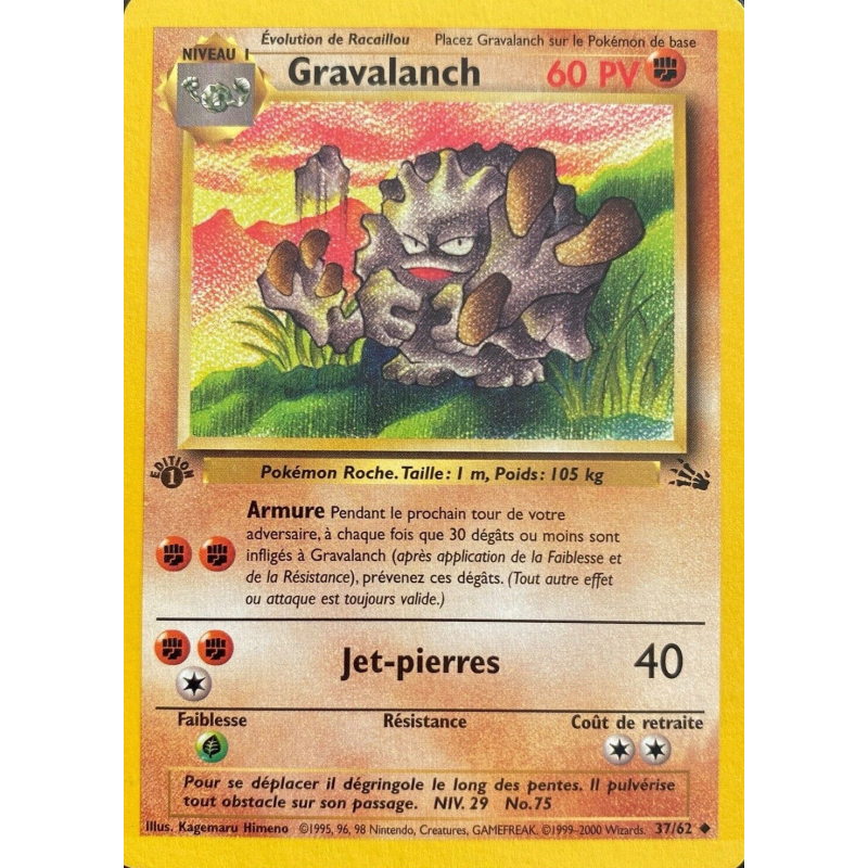 Carte Pokémon Gravalanch 37/62 Peu commune Fossile (JCC)