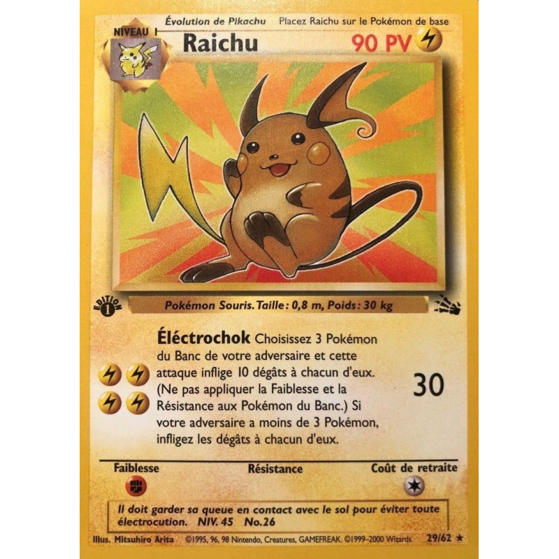 Carte Pokémon Raichu 29/62 Rare Fossile (JCC)