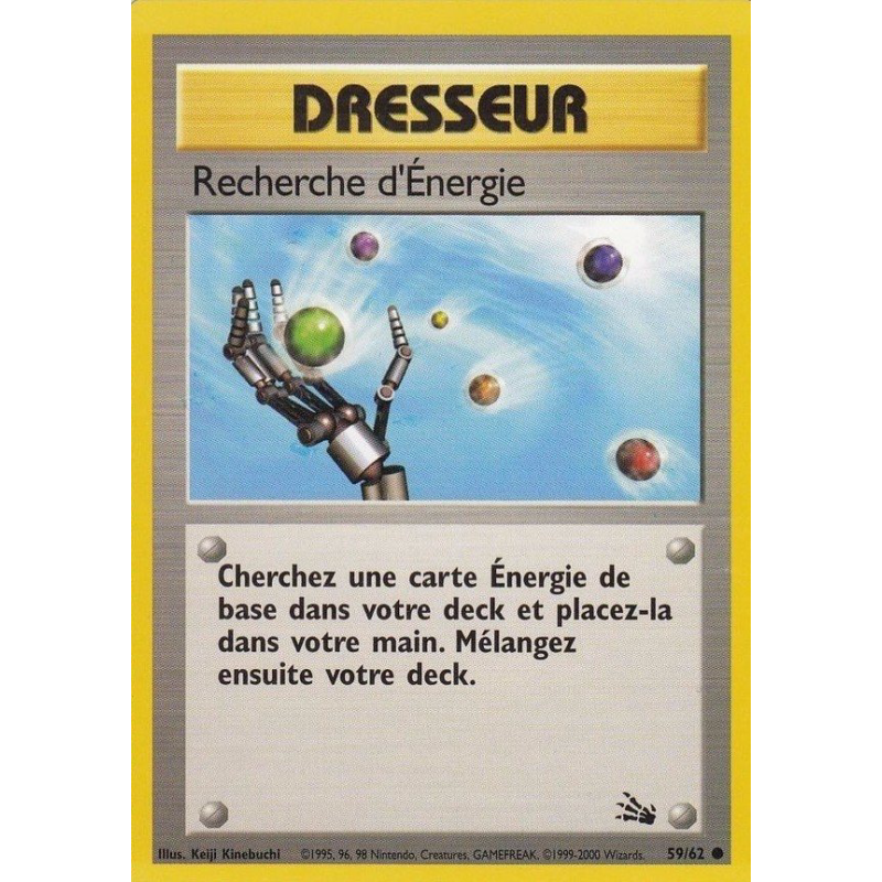 Carte Pokémon Recherche d'Énergie 59/62 Commune Fossile (JCC)
