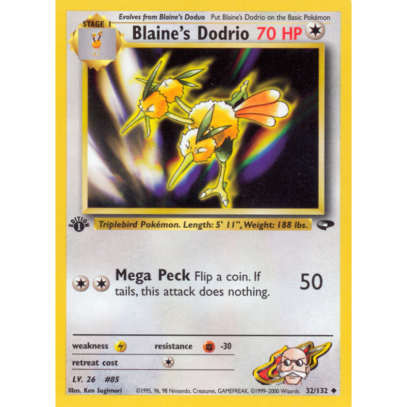 Carte Pokémon Blaine's Dodrio 32/132 Peu commune Gym Challenge
