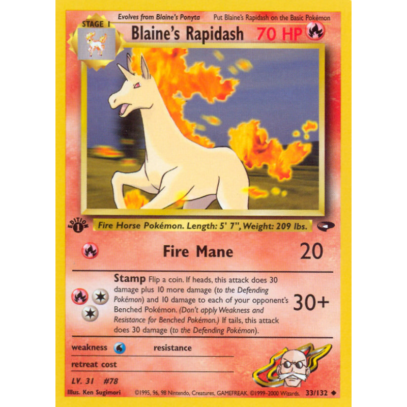 Carte Pokémon Blaine's Rapidash 33/132 Peu commune Gym Challenge