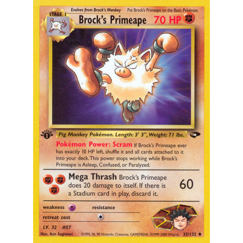 Carte Pokémon Brock's Primeape 35/132 Peu commune Gym Challenge