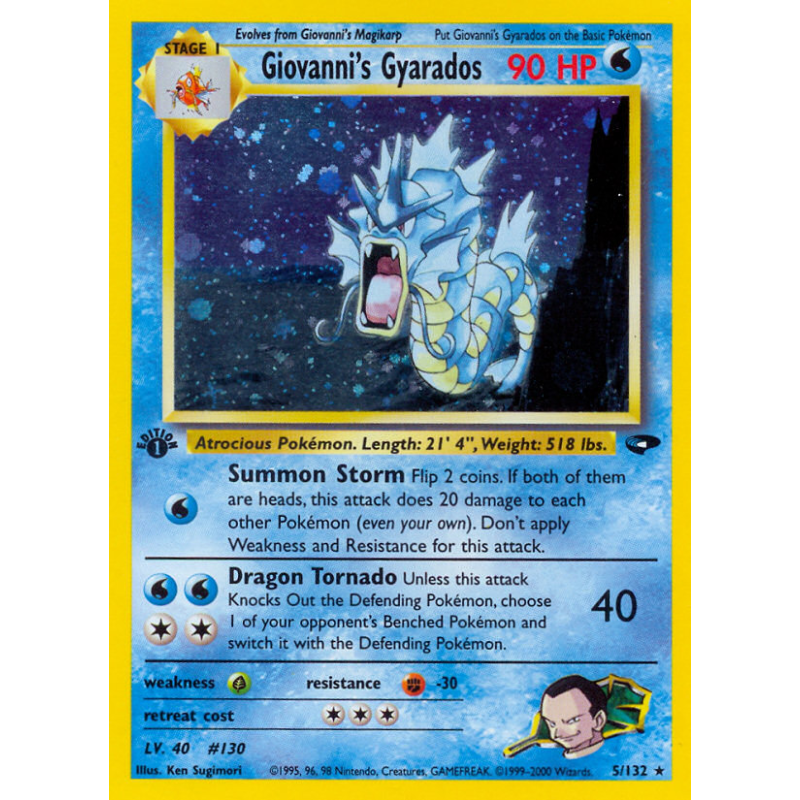 Carte Pokémon Giovanni's Gyarados 5/132 Holographique Gym Challenge