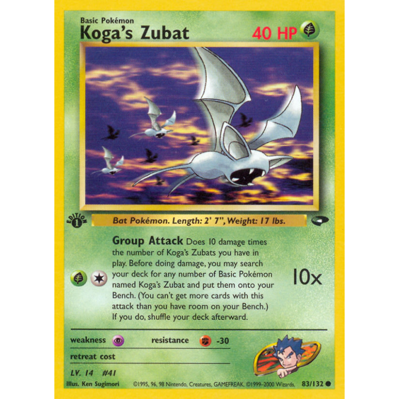 Carte Pokémon Koga's Zubat 83/132 Commune Gym Challenge