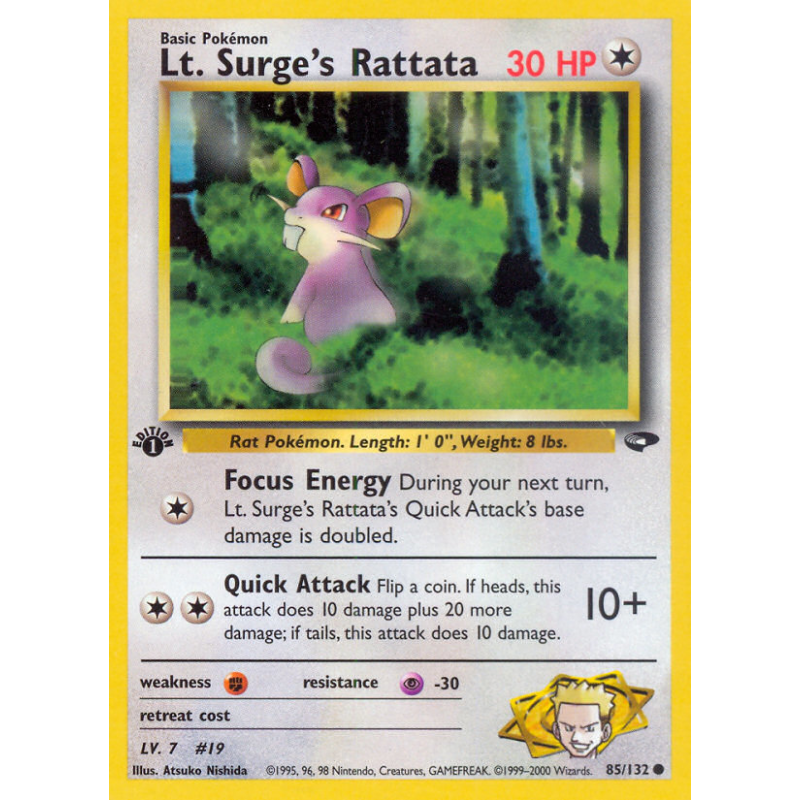 Carte Pokémon Lt. Surge's Rattata 85/132 Commune Gym Challenge
