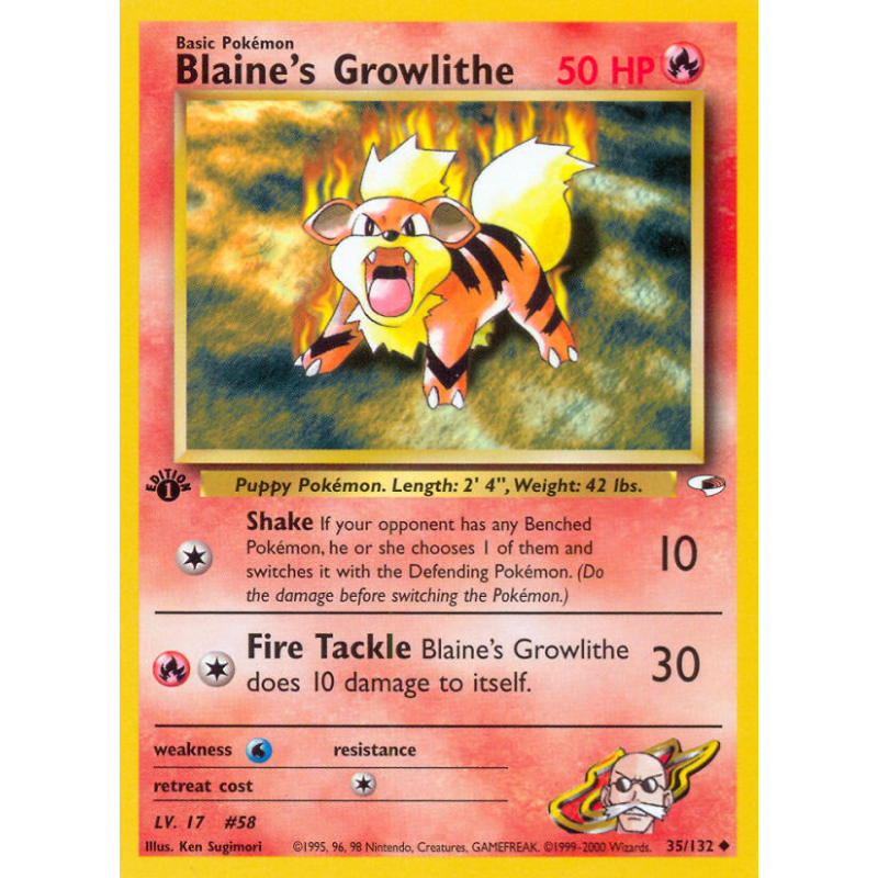 Carte Pokémon Blaine's Growlithe 35/132 Peu commune Gym Heroes