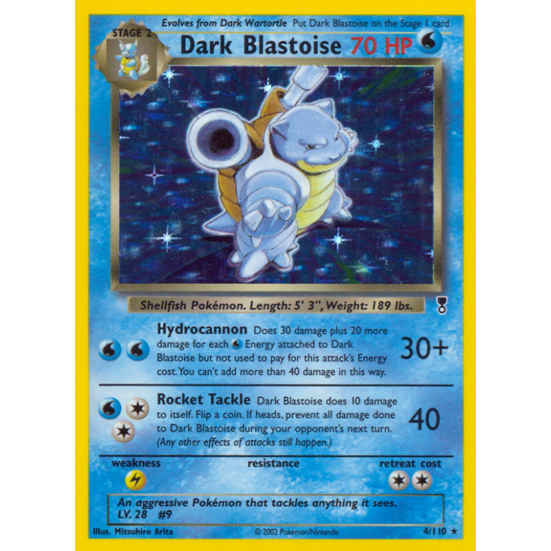 Carte Pokémon Dark Blastoise 4/110 Holographique Legendary Collection