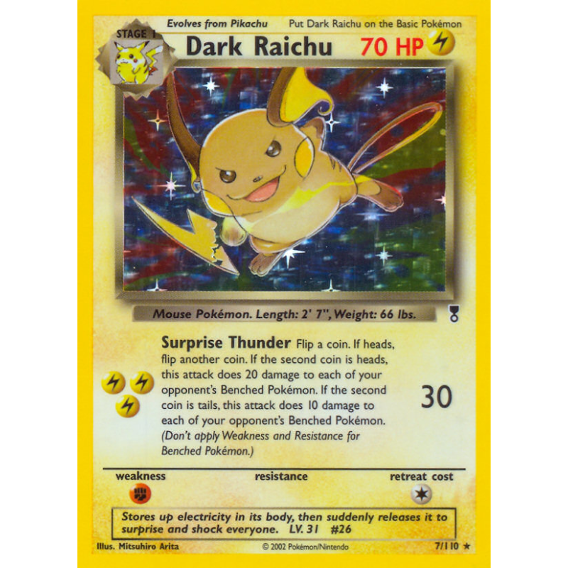 Carte Pokémon Dark Raichu 7/110 Holographique Legendary Collection