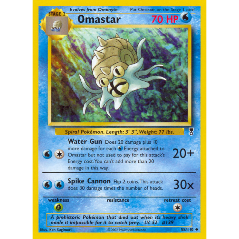 Carte Pokémon Omastar 58/110 Peu commune Legendary Collection