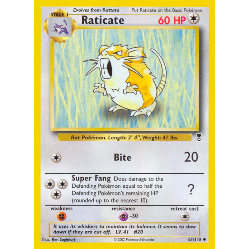 Carte Pokémon Raticate 61/110 Peu commune Legendary Collection
