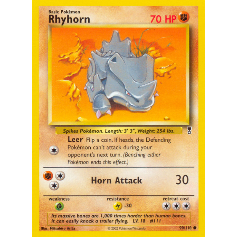 Carte Pokémon Rhyhorn 90/110 Commune Legendary Collection