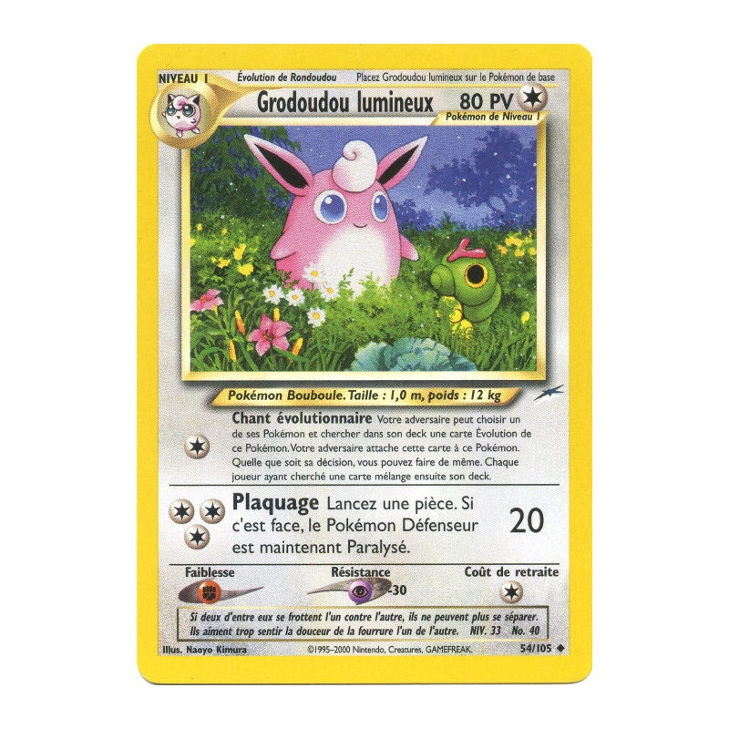 Carte Pokémon Grodoudou lumineux 54/105 Peu commune Neo Destiny