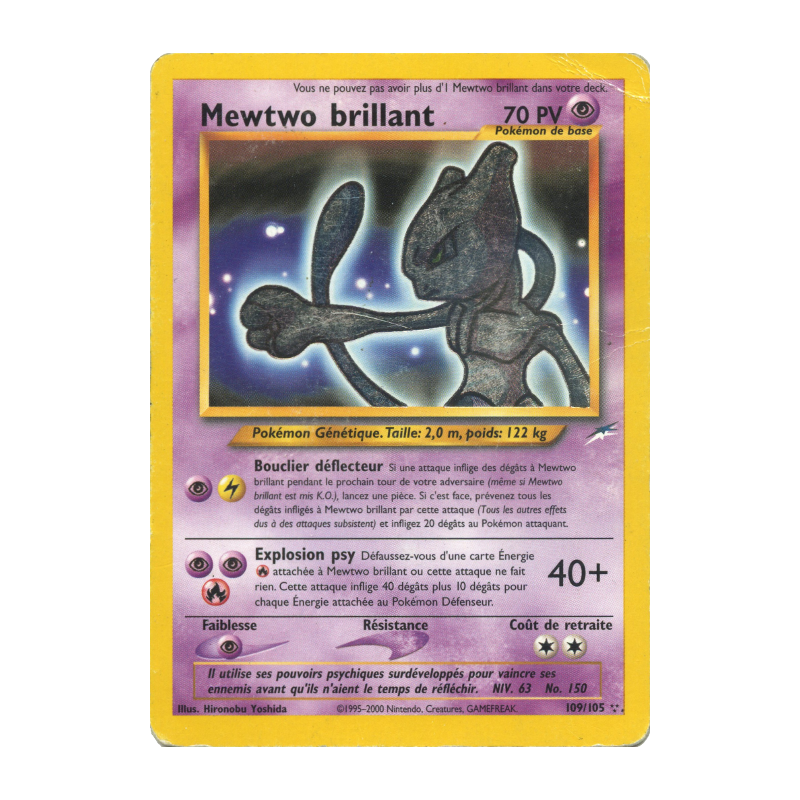 Carte Pokémon Mewtwo brillant 109/105 Ultra Rare Neo Destiny