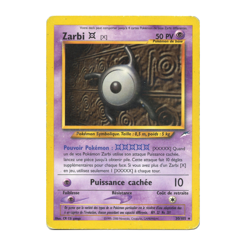 Carte Pokémon Zarbi X 30/105 Rare Neo Destiny