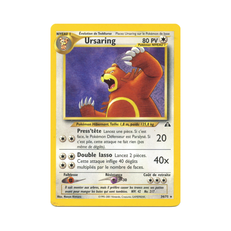 Carte Pokémon Ursaring 34/75 Rare Neo Discovery