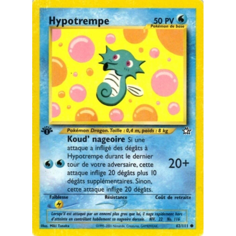 Carte Pokémon Hypotrempe 62/111 Commune Neo Genesis