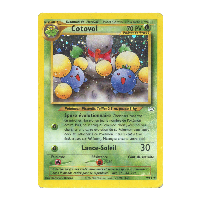 Carte Pokémon Cotovol 9/64 Holographique Neo Revelation