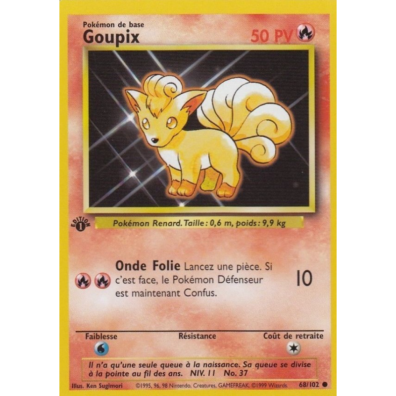 Carte Pokémon Goupix 68/102 Commune Set de Base