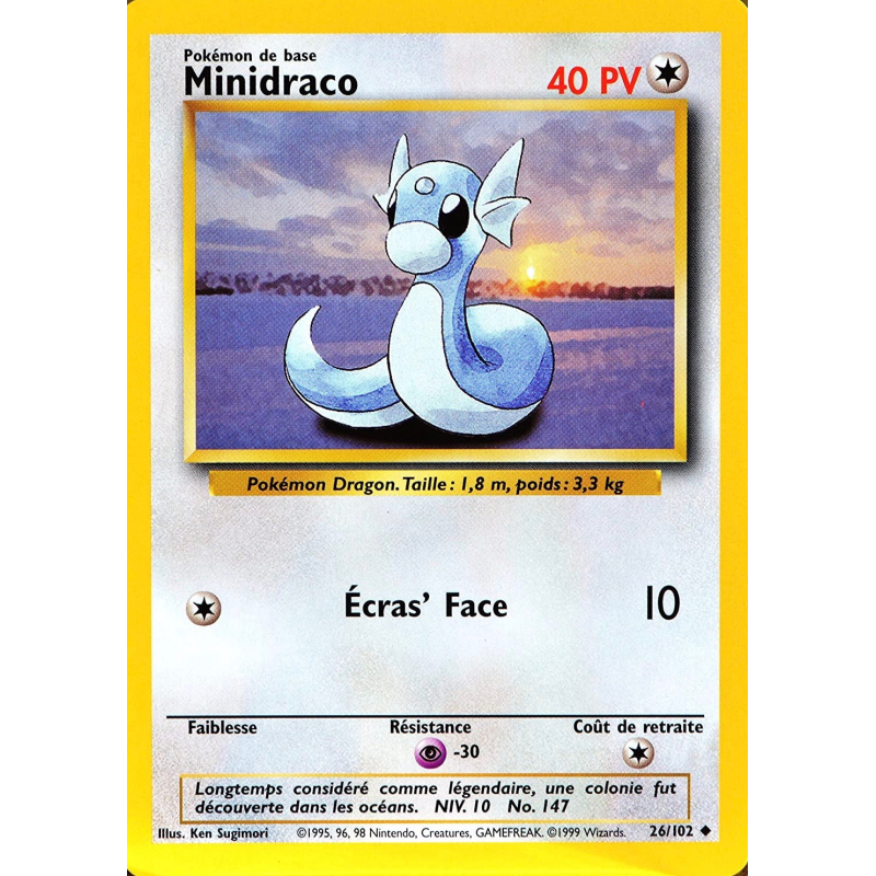 Carte Pokémon Minidraco 26/102 Peu commune Set de Base