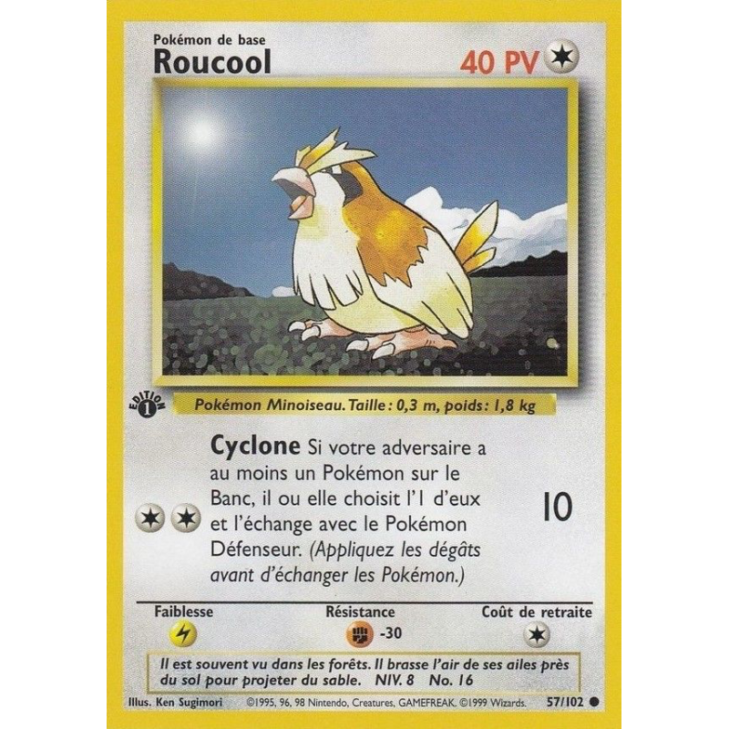 Carte Pokémon Roucool 57/102 Commune Set de Base