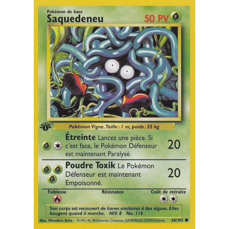 Carte Pokémon Saquedeneu 66/102 Commune Set de Base