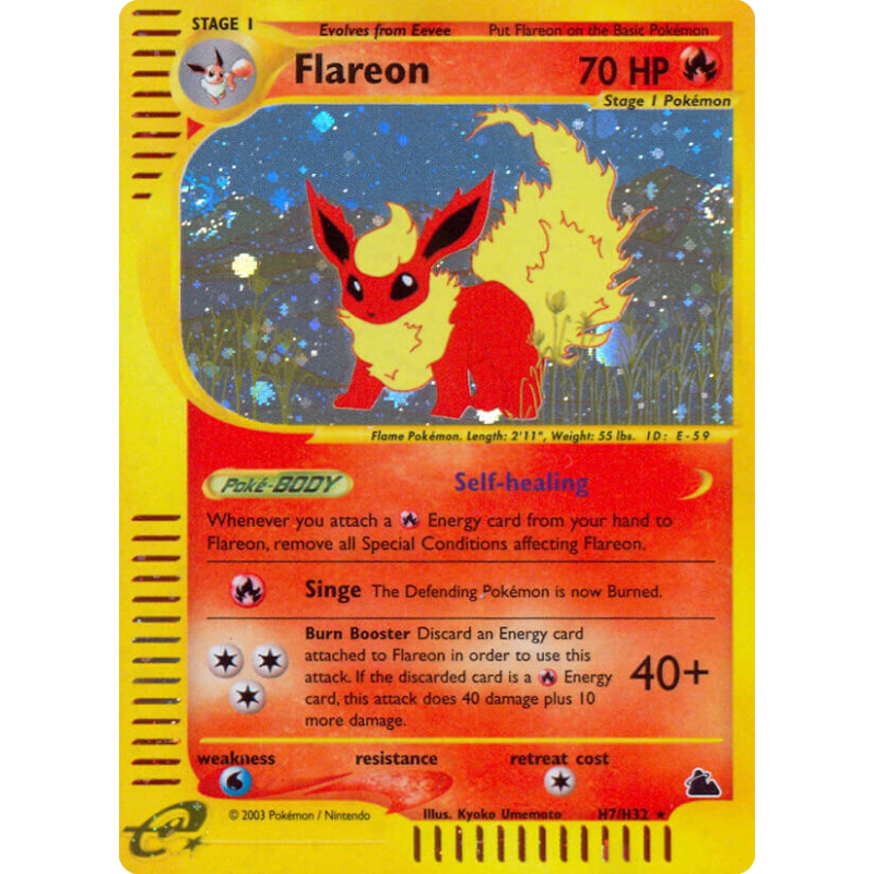 Carte Pokémon Flareon H7/H32 Holographique Skyridge