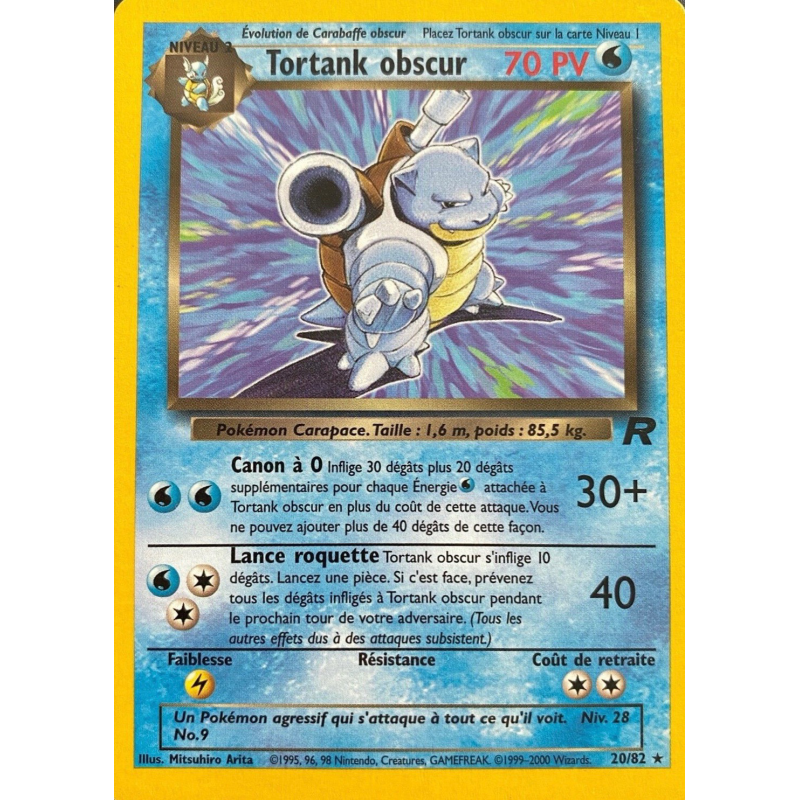 Carte Pokémon Tortank obscur 20/82 Rare Team Rocket (JCC)