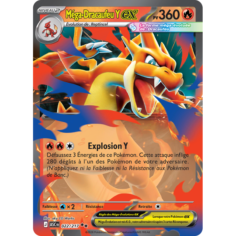 Carte Pokémon Méga-Dracaufeu Y-ex 022/217 Double rare Héros Transcendants