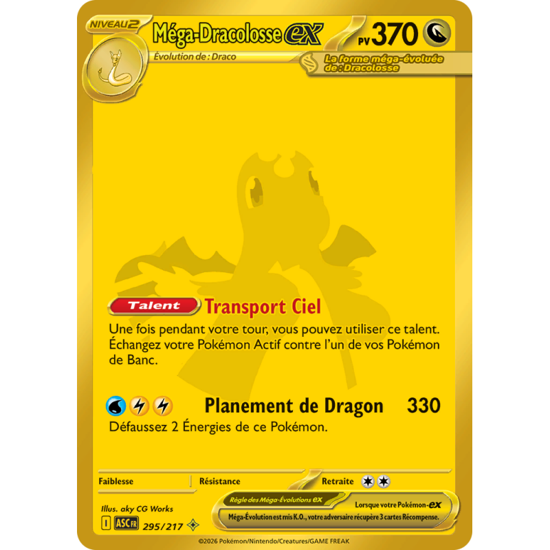 Carte Pokémon Méga-Dracolosse-ex 295/217 Gold Héros Transcendants