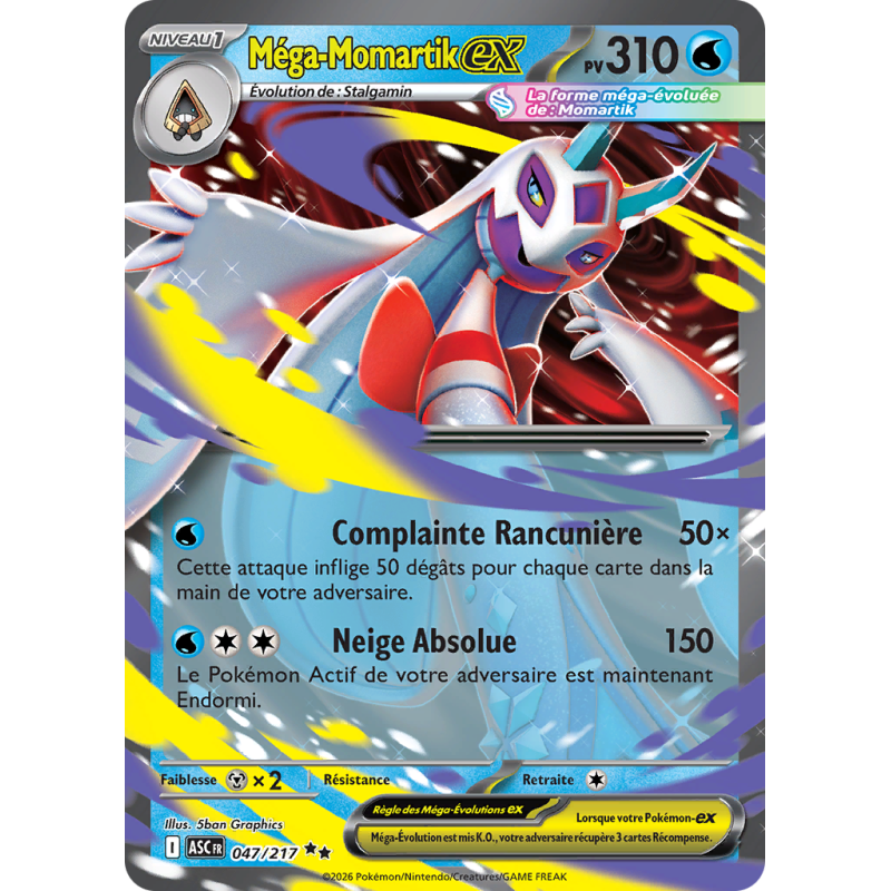 Carte Pokémon Méga-Momartik-ex 047/217 Double rare Héros Transcendants