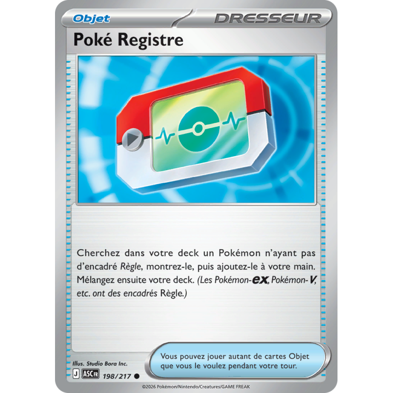 Carte Pokémon Poké Registre 198/217 Commune Héros Transcendants