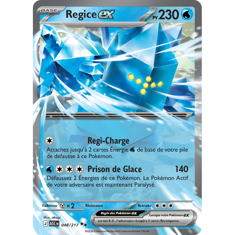 Carte Pokémon Regice-ex 048/217 Double rare Héros Transcendants