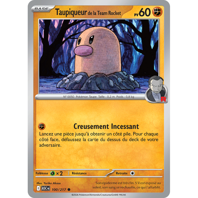 Carte Pokémon Taupiqueur de la Team Rocket 100/217 Commune Héros Transcendants