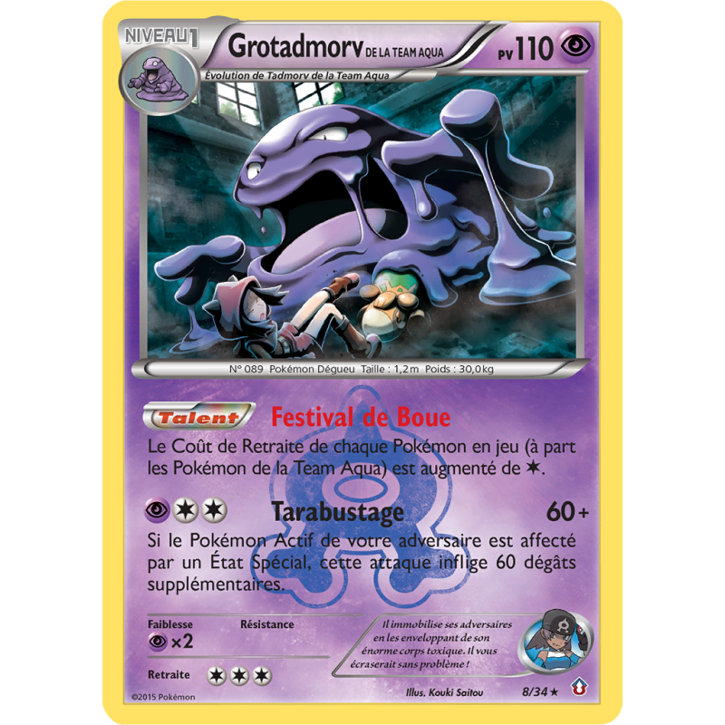 Carte Pokémon Grotadmorv de la Team Aqua 8/34 Holographique Double Danger