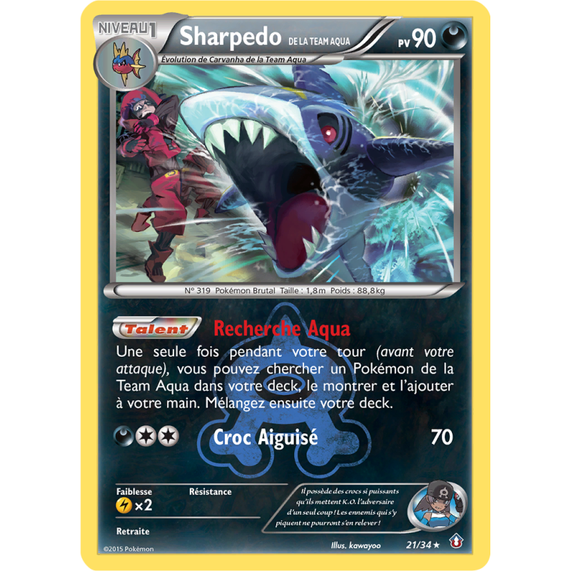 Carte Pokémon Sharpedo de la Team Aqua 21/34 Holographique Double Danger