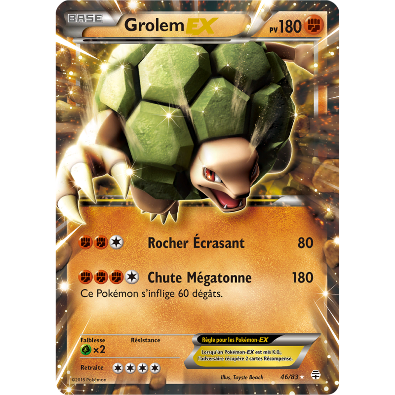 Carte Pokémon Grolem-EX 46/83 Ultra Rare Générations (JCC)