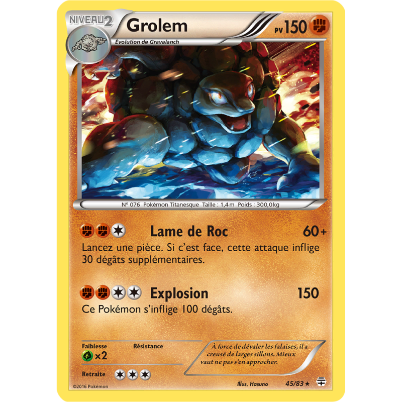 Carte Pokémon Grolem 45/83 Rare Générations (JCC)