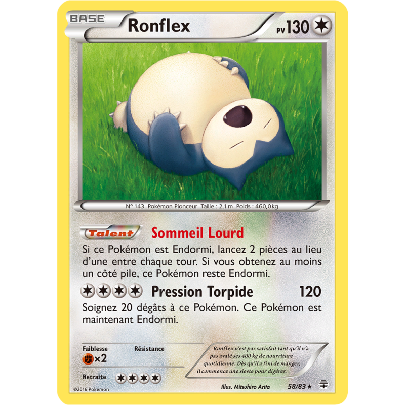 Carte Pokémon Ronflex 58/83 Rare Générations (JCC)