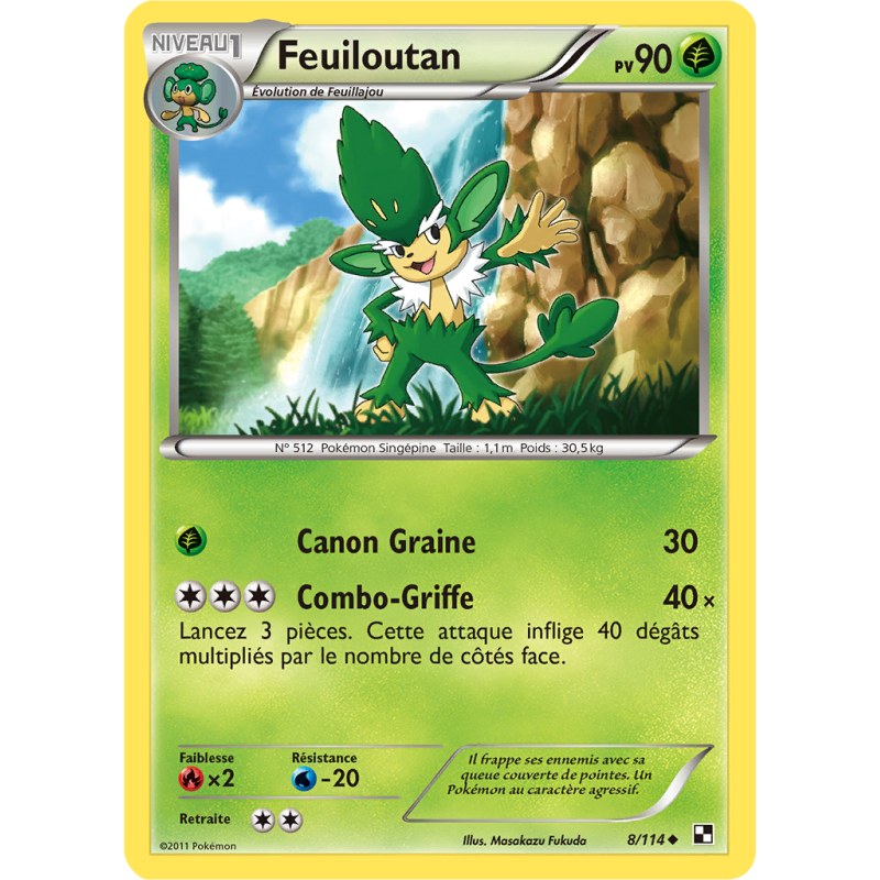 Carte Pokémon Feuiloutan 8/115 Peu commune Noir & Blanc (JCC)