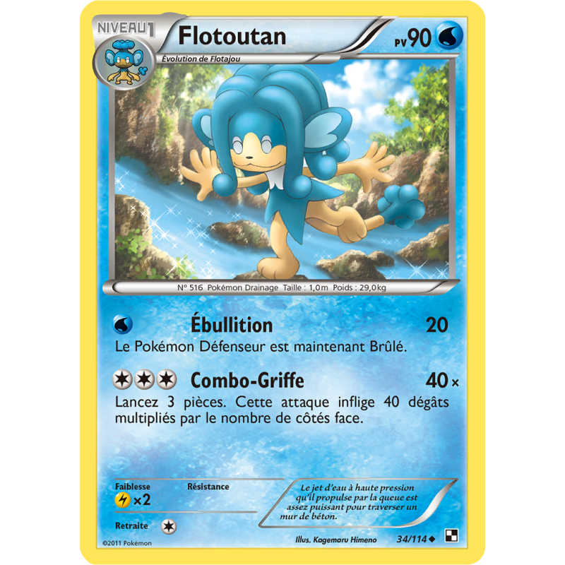 Carte Pokémon Flotoutan 34/114 Peu commune Noir & Blanc (JCC)