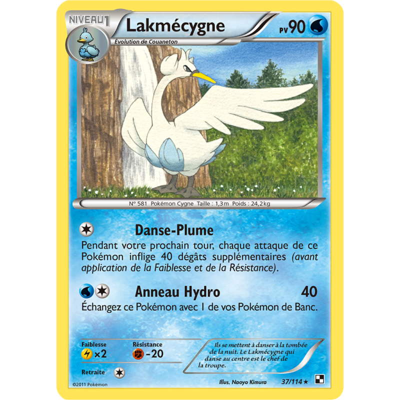 Carte Pokémon Lakmécygne 37/114 Rare Noir & Blanc (JCC)