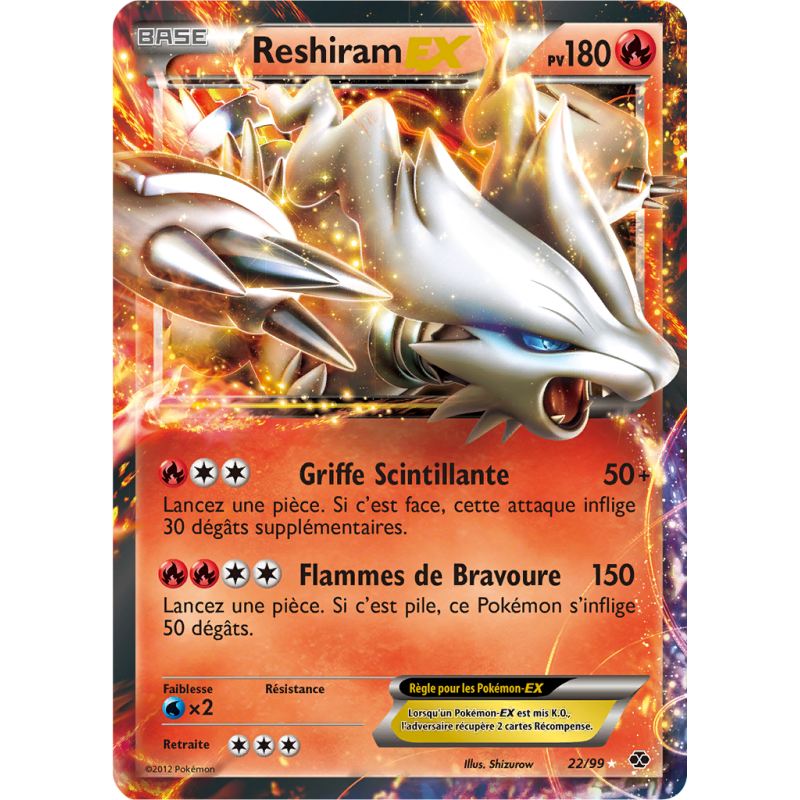 Carte Pokémon Reshiram-EX 22/99 Ultra Rare Destinées Futures