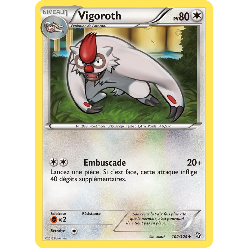 Carte Pokémon Vigoroth 102/124 Peu commune Dragons Exaltés