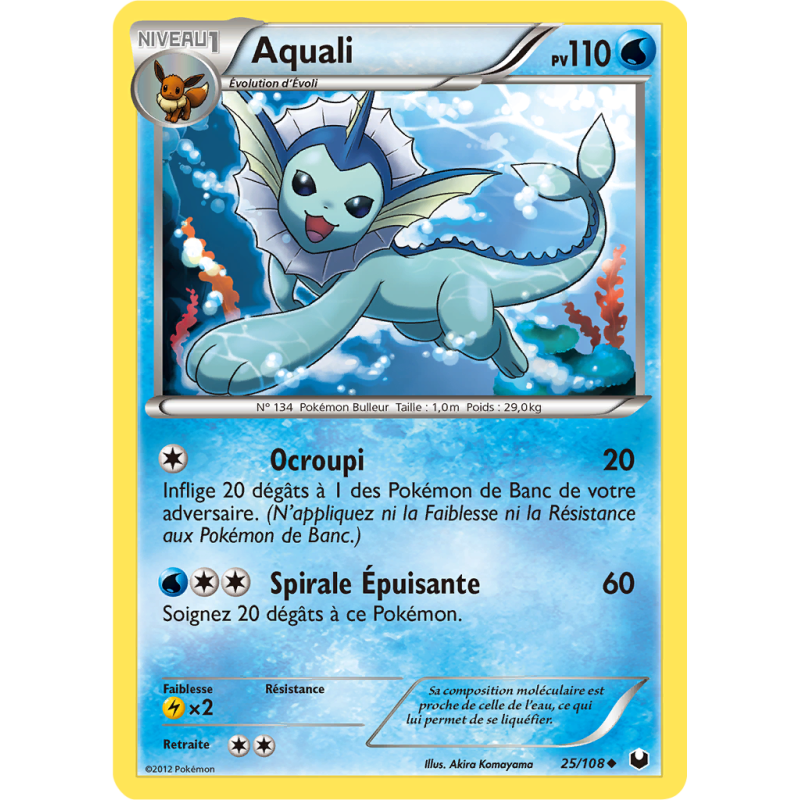 Carte Pokémon Aquali 25/108 Peu commune Explorateurs Obscurs