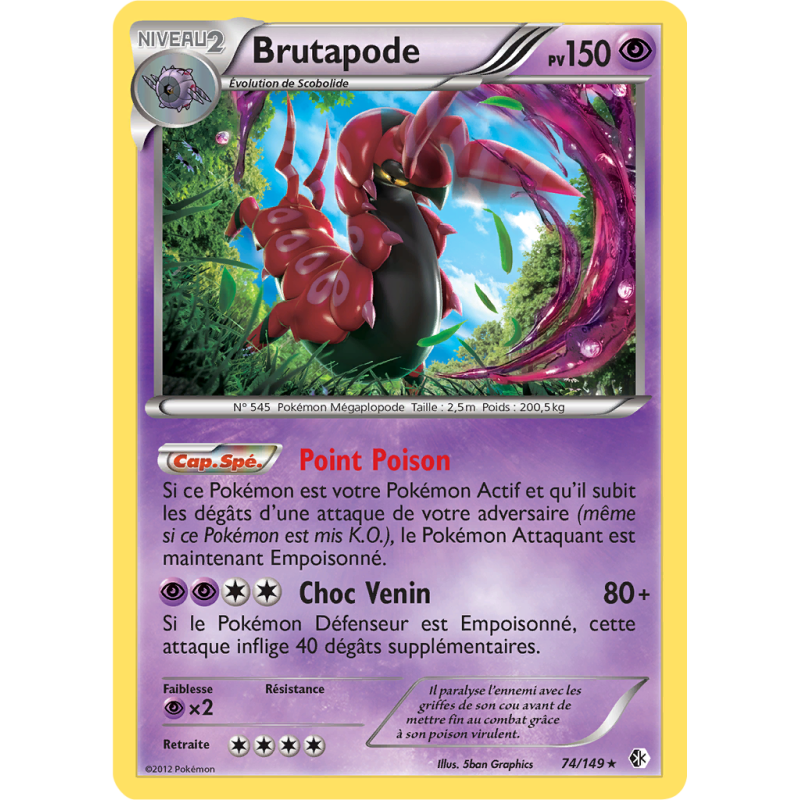 Carte Pokémon Brutapode 74/149 Holographique Frontières Franchies