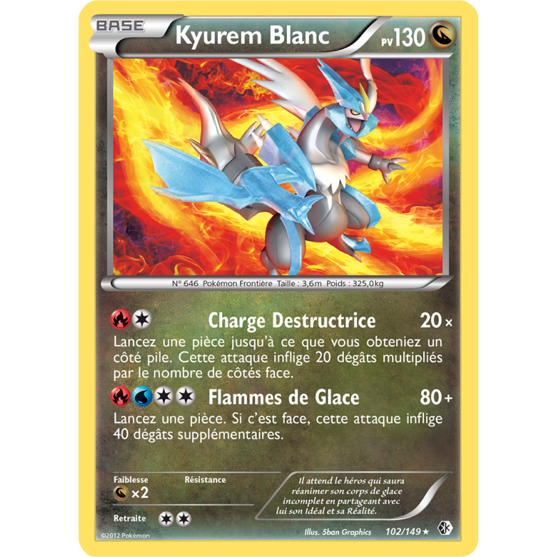 Carte Pokémon Kyurem Blanc 102/149 Rare Frontières Franchies