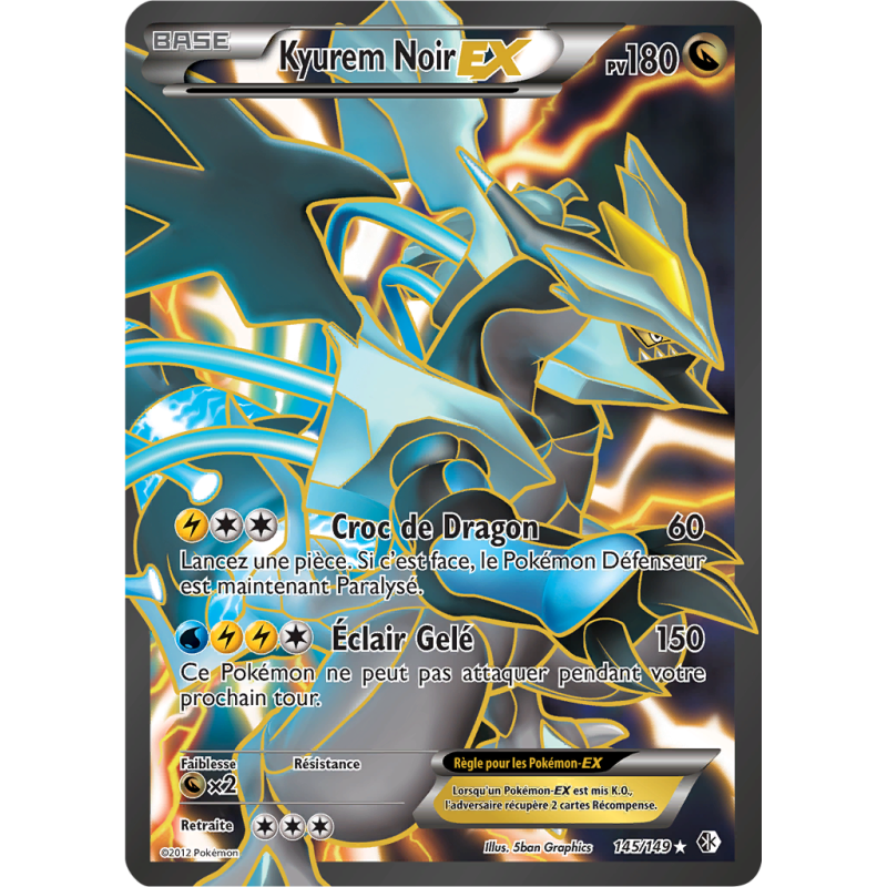 Carte Pokémon Kyurem Noir-EX 145/149 Ultra Rare Frontières Franchies