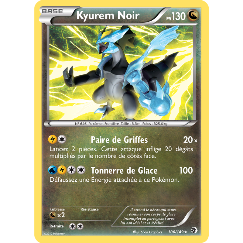 Carte Pokémon Kyurem Noir 100/149 Rare Frontières Franchies