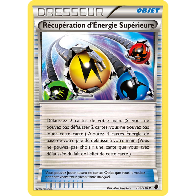 Carte Pokémon Récupération d'Énergie Supérieure 103/116 Peu commune Glaciation Plasma
